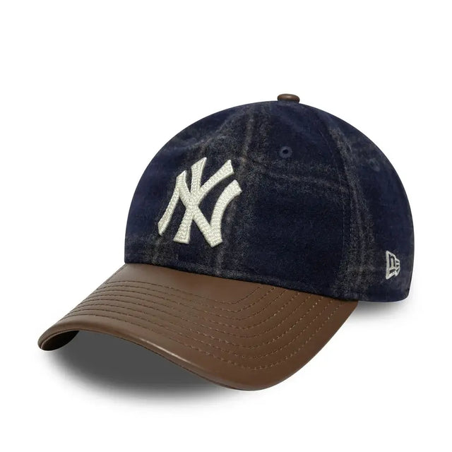 New York Yankees čiapka, lodenová koža, New Era, 9TWENTY, hnedá