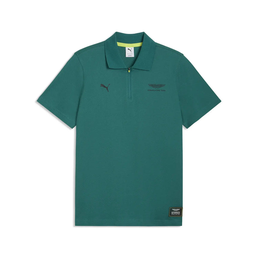 Polo tričko Aston Martin, Jaquard, normálny strih, Puma, zelené