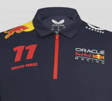 Red Bull Racing T-Shirt mit Kragen, Sergio Pérez, Blau, 2023