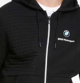 BMW mikina s kapucňou, Puma BMW MMS na zips, čierna, 2021