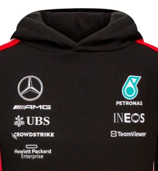 Mercedes Sweatshirt, mit Kapuze, Team, Kinder, Schwarz, 2023
