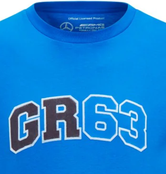 Mercedes tričko, George Russell logo, Modrá